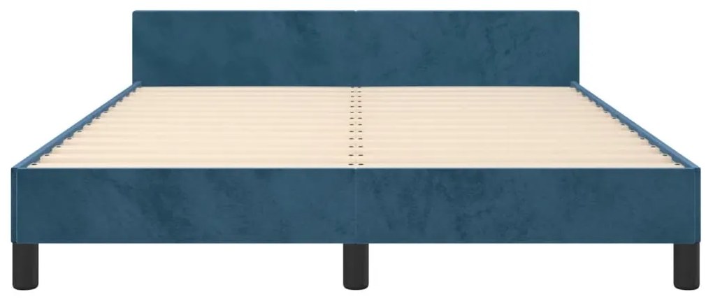 Estrutura de cama sem colchão 140x190 cm veludo azul-escuro