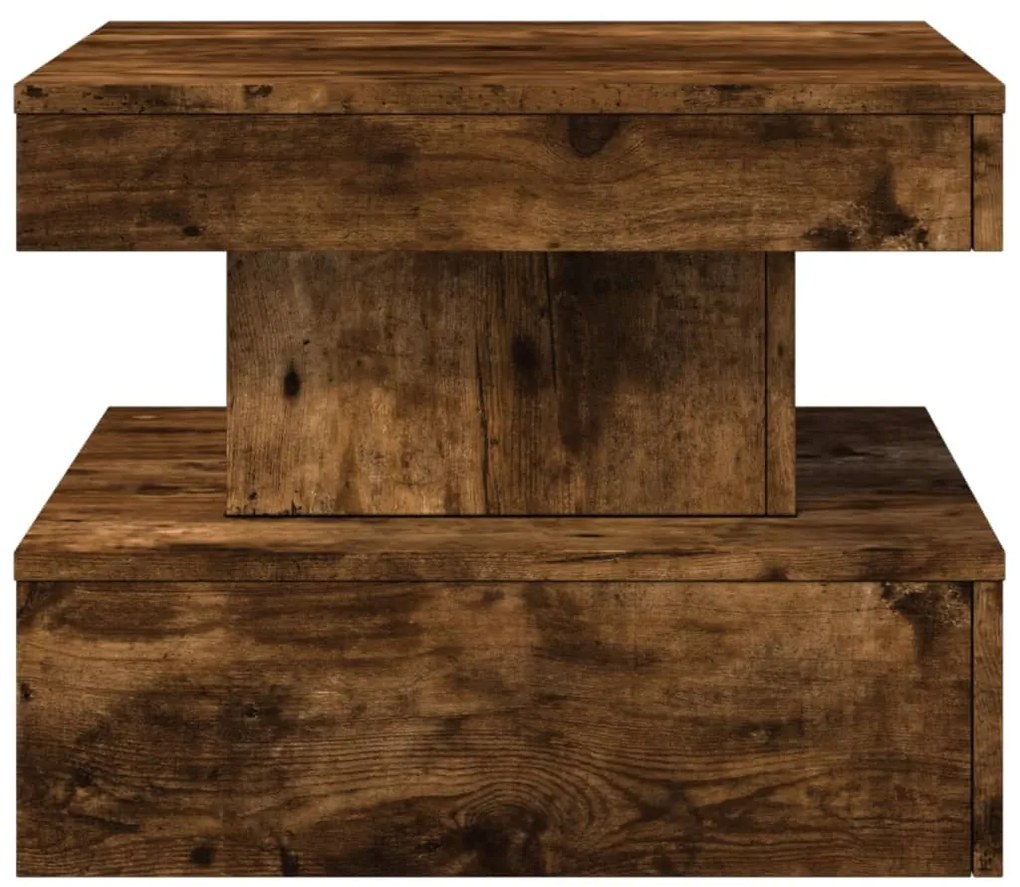 Mesa de centro com luzes LED 50x50x40 cm carvalho fumado