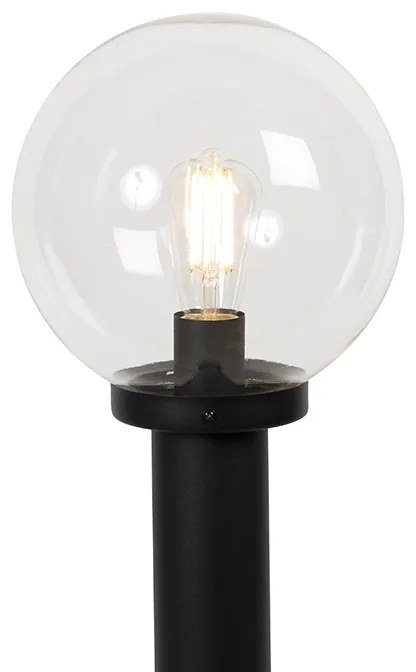Candeeiro de pé exterior preto com globo transparente 100 cm IP44 - Sfera Moderno