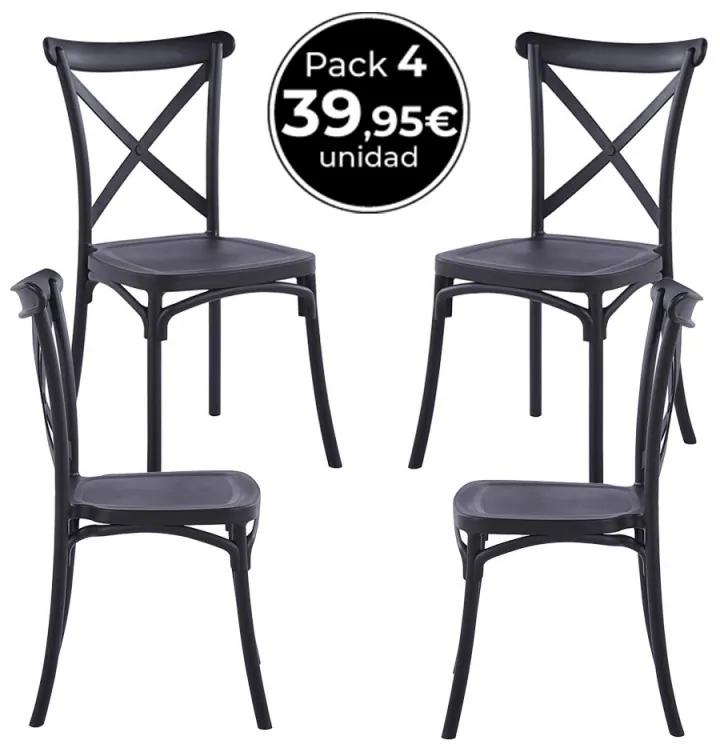 Pack 4 Cadeiras Altea Polipropileno - Preto