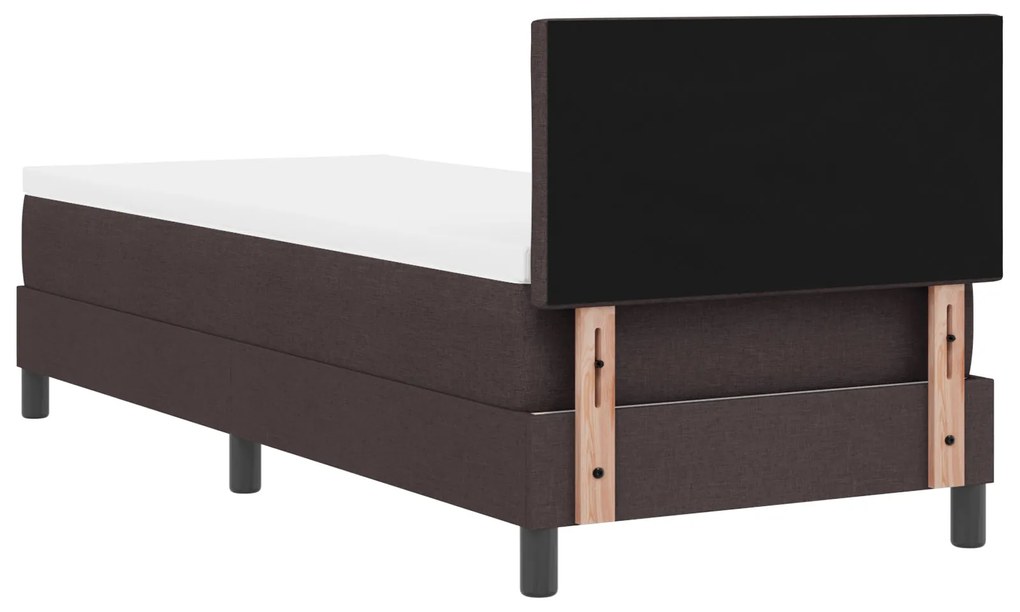 Cama Box Spring com Colchão Marrom Escuro 80x200 cm Tecido
