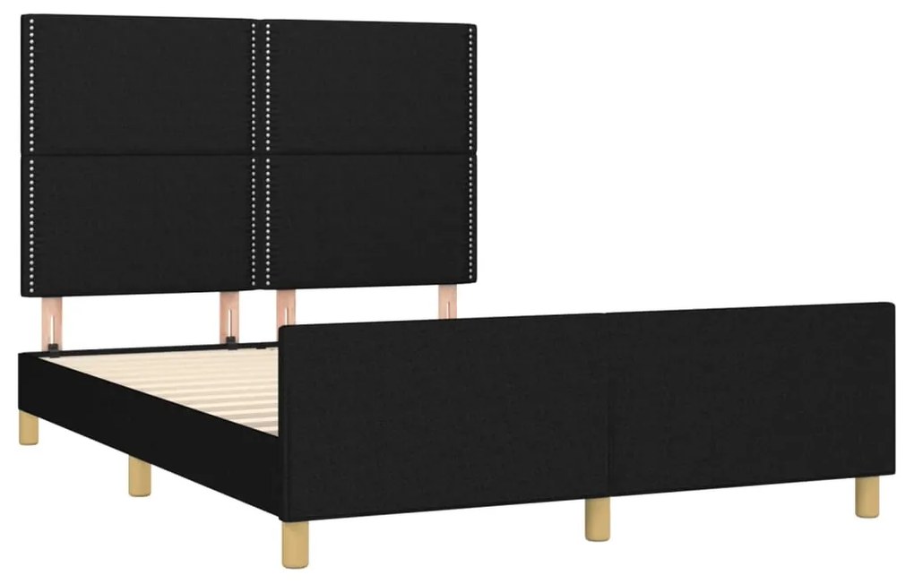 Estrutura de cama sem colchão 140x200 cm tecido preto