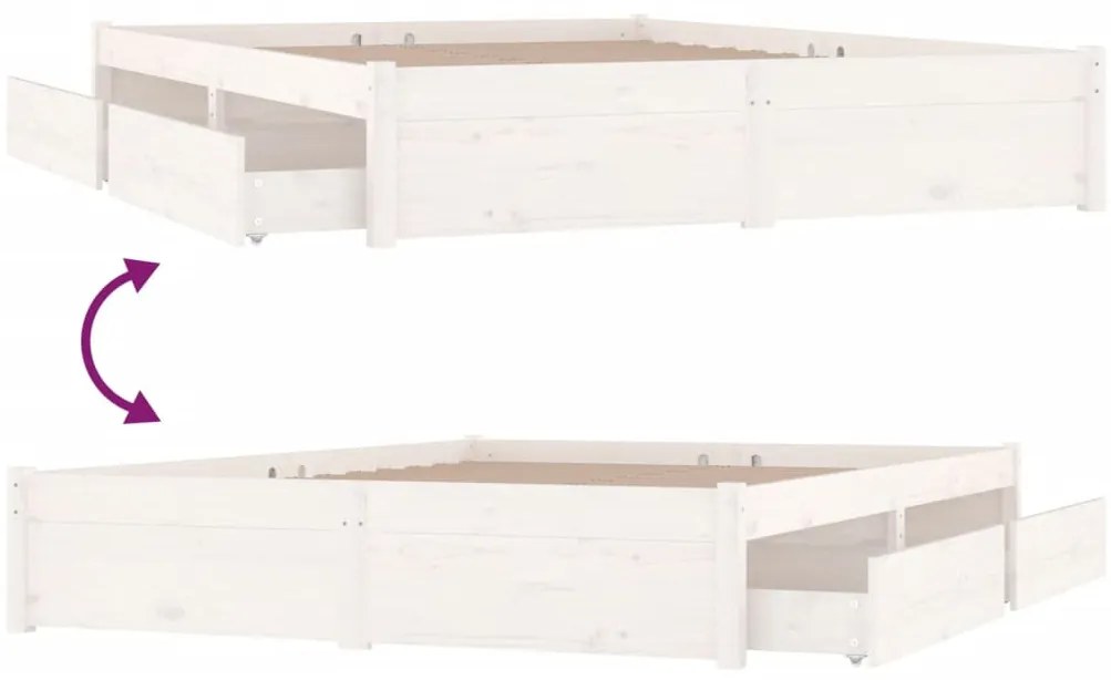 Estrutura de cama com gavetas 200x200 cm branco