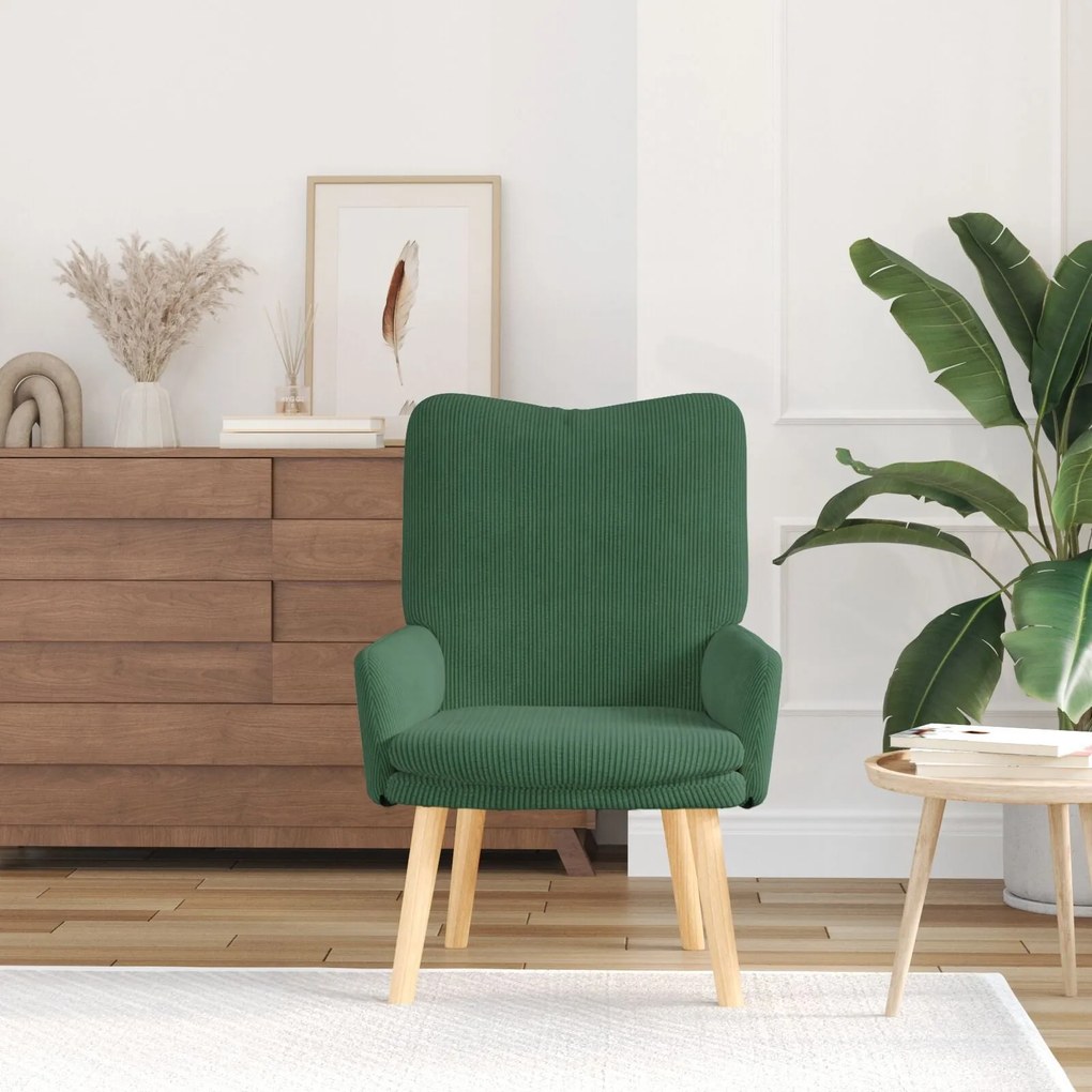 Poltrona Relaxante vidaXL Verde Selva em Tecido Veludo