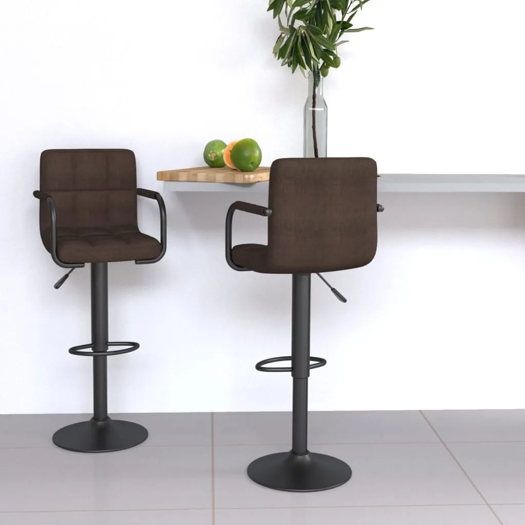 vidaXL Bancos de bar 2 pcs tecido castanho