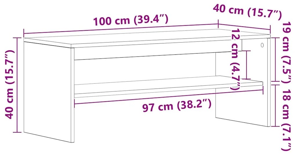 Móvel de TV 100x40x40 cm contraplacado preto