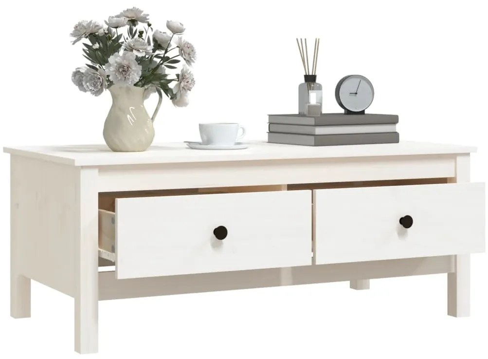 Mesa de centro 100x50x40 cm madeira de pinho maciça branco