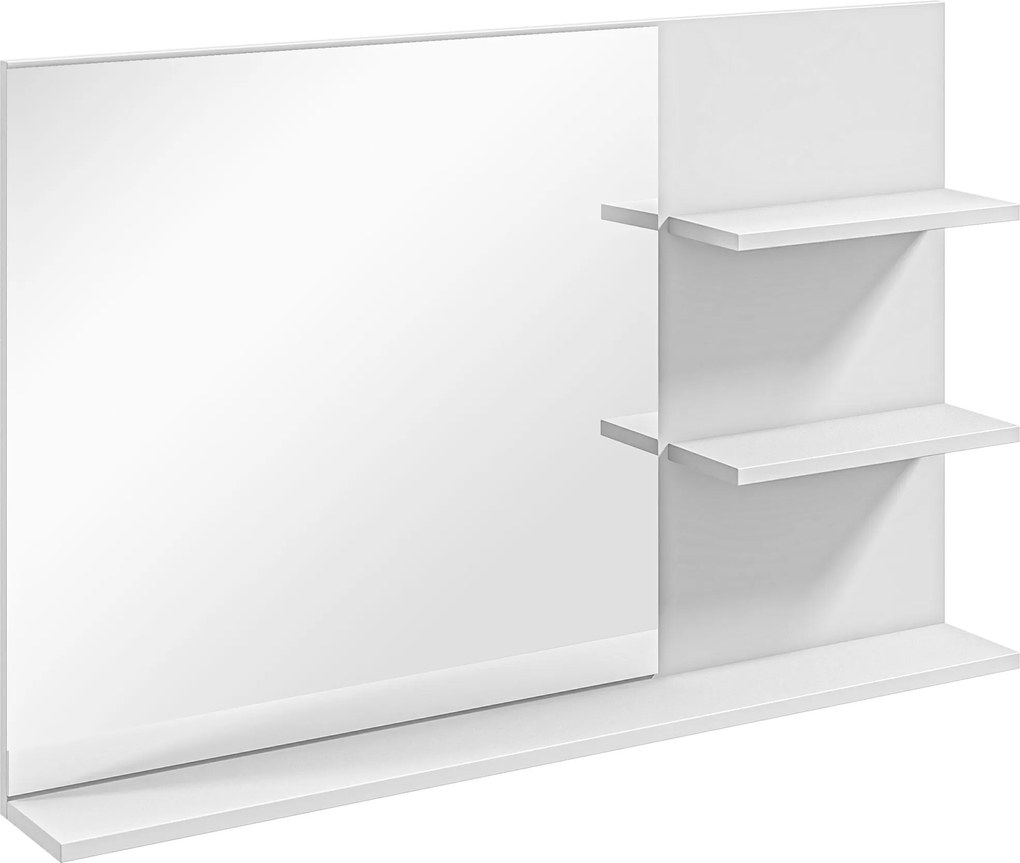 Espelho de Casa de Banho de Parede com 2 Prateleiras Laterais e Prateleira Inferior 75x10x48 cm Branco