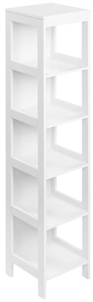 kleankin Estante para Casa de Banho de 5 Níveis Móvel Auxiliar de Armazenamento Anti-Tombamento 30x30x140cm Branco | Aosom Portugal