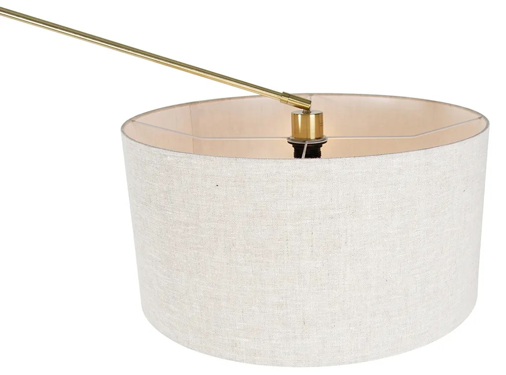 Candeeiro de pé dourado com abajur cinzento claro 50 cm ajustável - Editor Design,Moderno