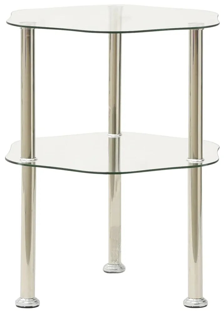 vidaXL Mesa apoio duas prateleiras 38x38x50cm vidro temp. transparente