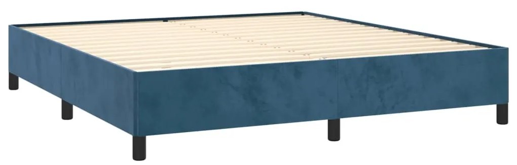 Estrutura de cama sem colchão 160x200 cm veludo azul-escuro