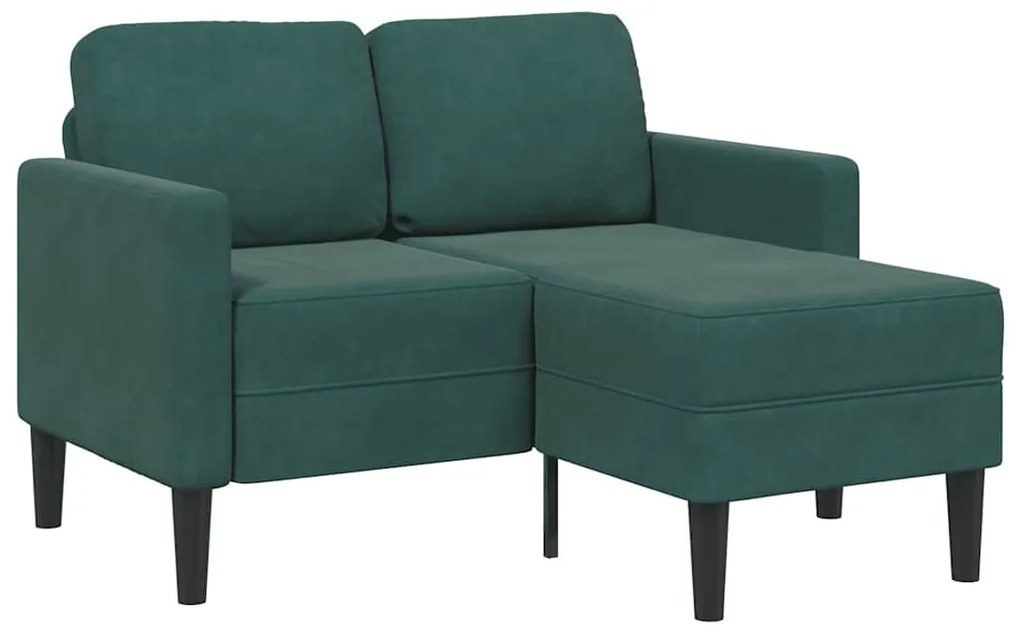 vidaXL Sofá 2 lugares com Chaise em L 125 cm veludo verde-escuro