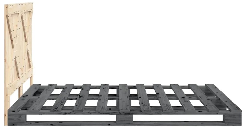 Estrutura de cama com cabeceira 140x200 cm pinho maciço cinza