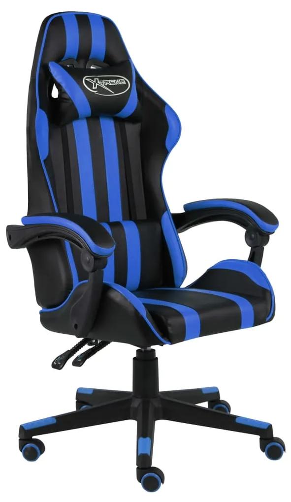 Cadeira estilo corrida couro artificial preto e azul