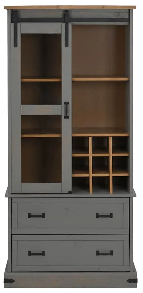 Adega HALDEN com Suporte para Vinhos e Porta Deslizante Pinho