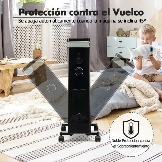 Radiador de Óleo Portátil "ThermaHeat" – 1500W com Termostato e Ajuste