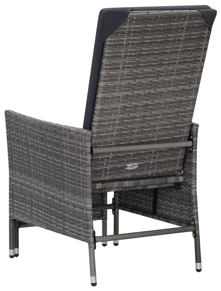 2 pcs conjunto lounge de jardim c/ almofadões vime PE cinzento