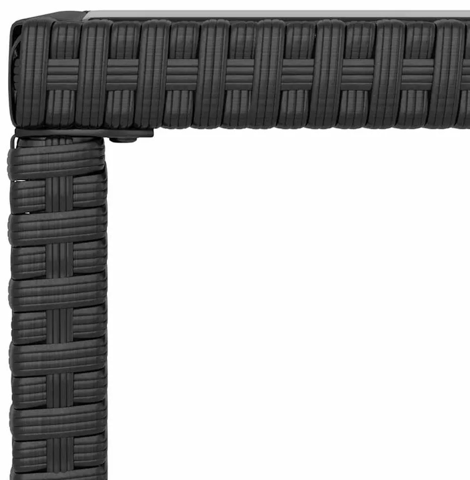 4 pcs conjunto lounge de jardim c/ almofadões vime PE preto