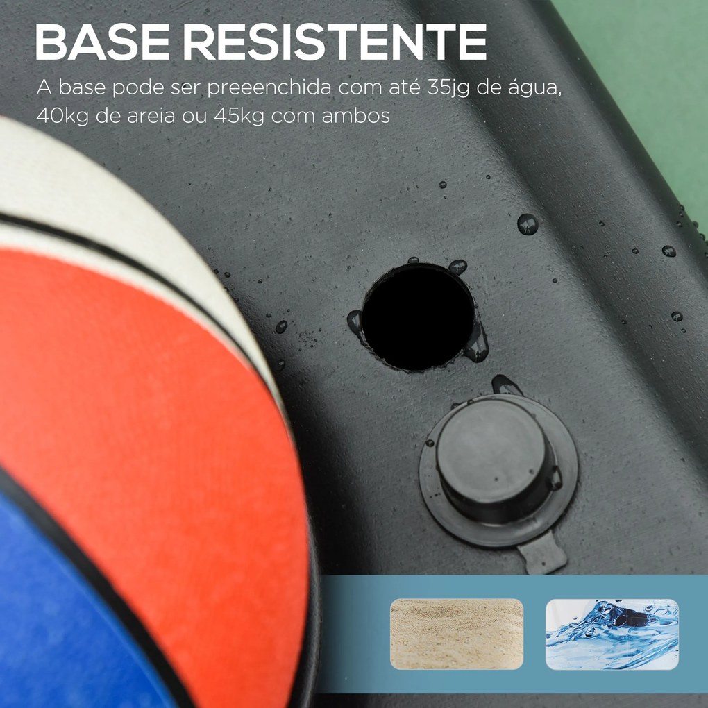 HOMCOM Tabela de Basquetebol para Exterior com Altura Ajustável 160-210cm Cesta de Basquetebol com Rodas Tabela de PE e Base Recarregável 76x70x197,5-254cm Preto e Azul