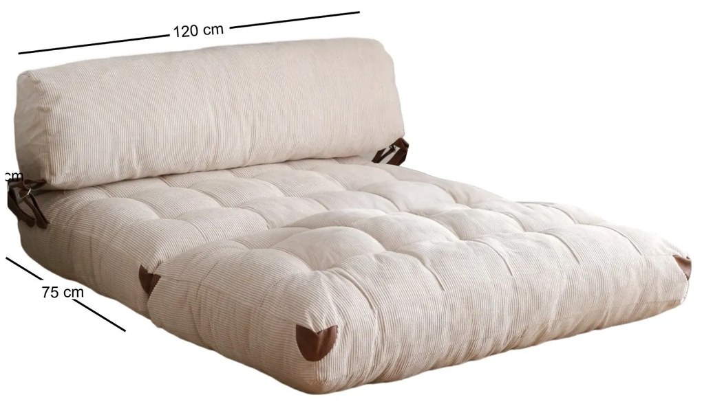Sofá-Cama 2 Lugares Fold – Branco – 120x79x75 cm