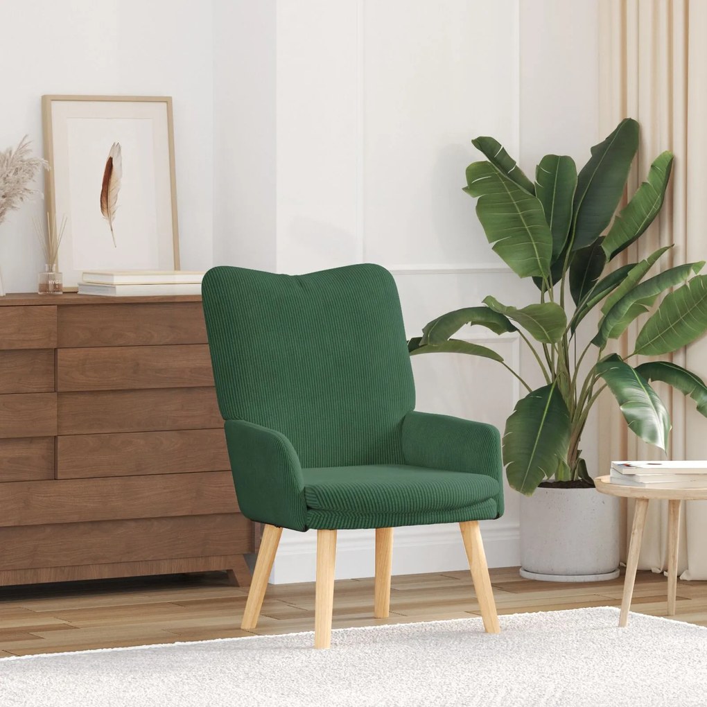 Poltrona Relaxante vidaXL Verde Selva em Tecido Veludo