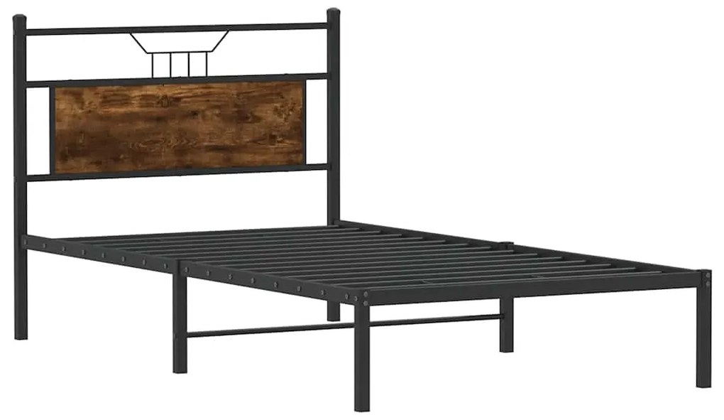Estrutura de cama sem colchão 107x203 cm carvalho fumado