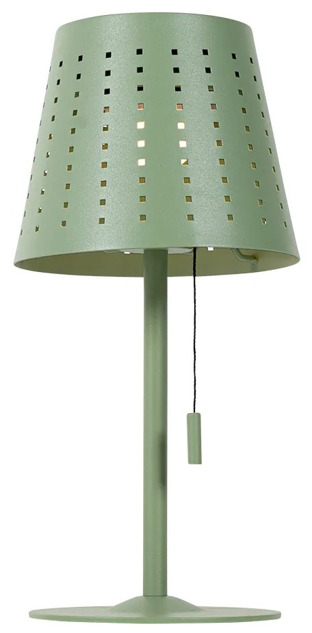Candeeiro de mesa exterior verde c/ LED recarregável e solar 3 níveis de luminosidade - Ferre Design