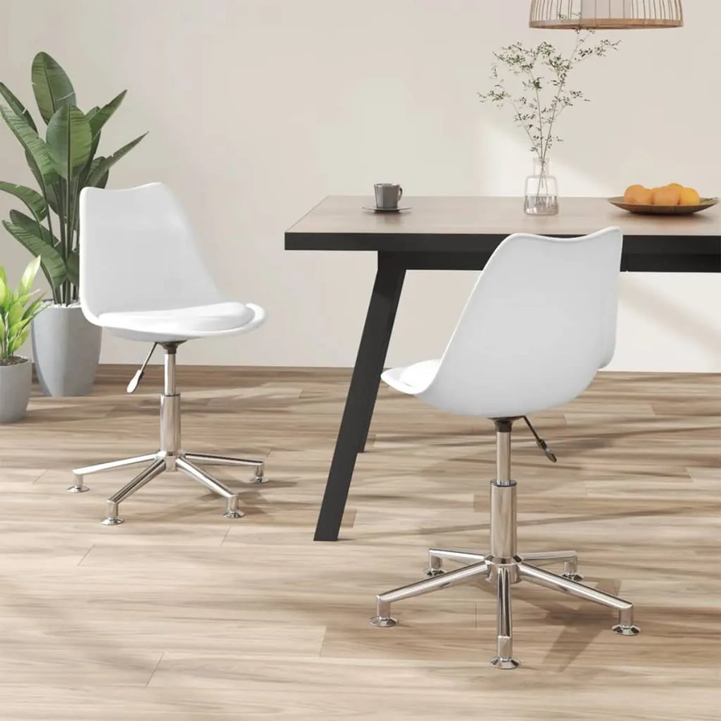vidaXL Cadeiras de jantar giratórias 2 pcs couro artificial branco