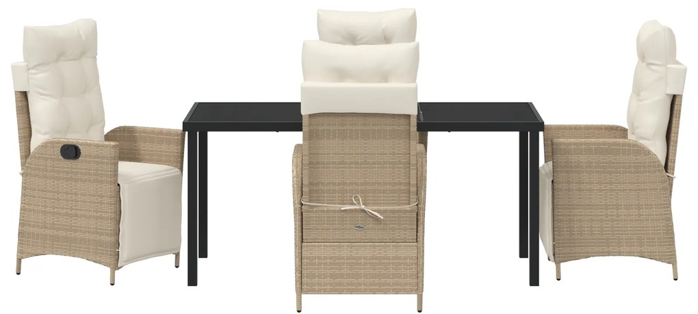 Conjunto de Jantar de Jardim - 5 Peças - Bege - Rattan Poliéster