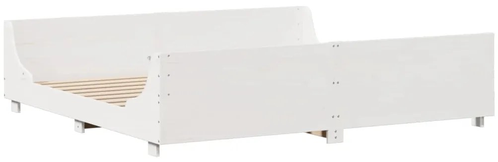 Cama com estante sem colchão 200x200 cm madeira maciça branco