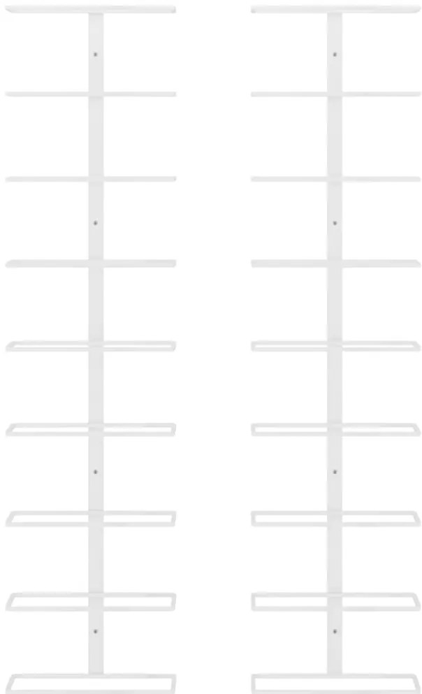 Garrafeira de parede para 9 garrafas 2 pcs ferro branco