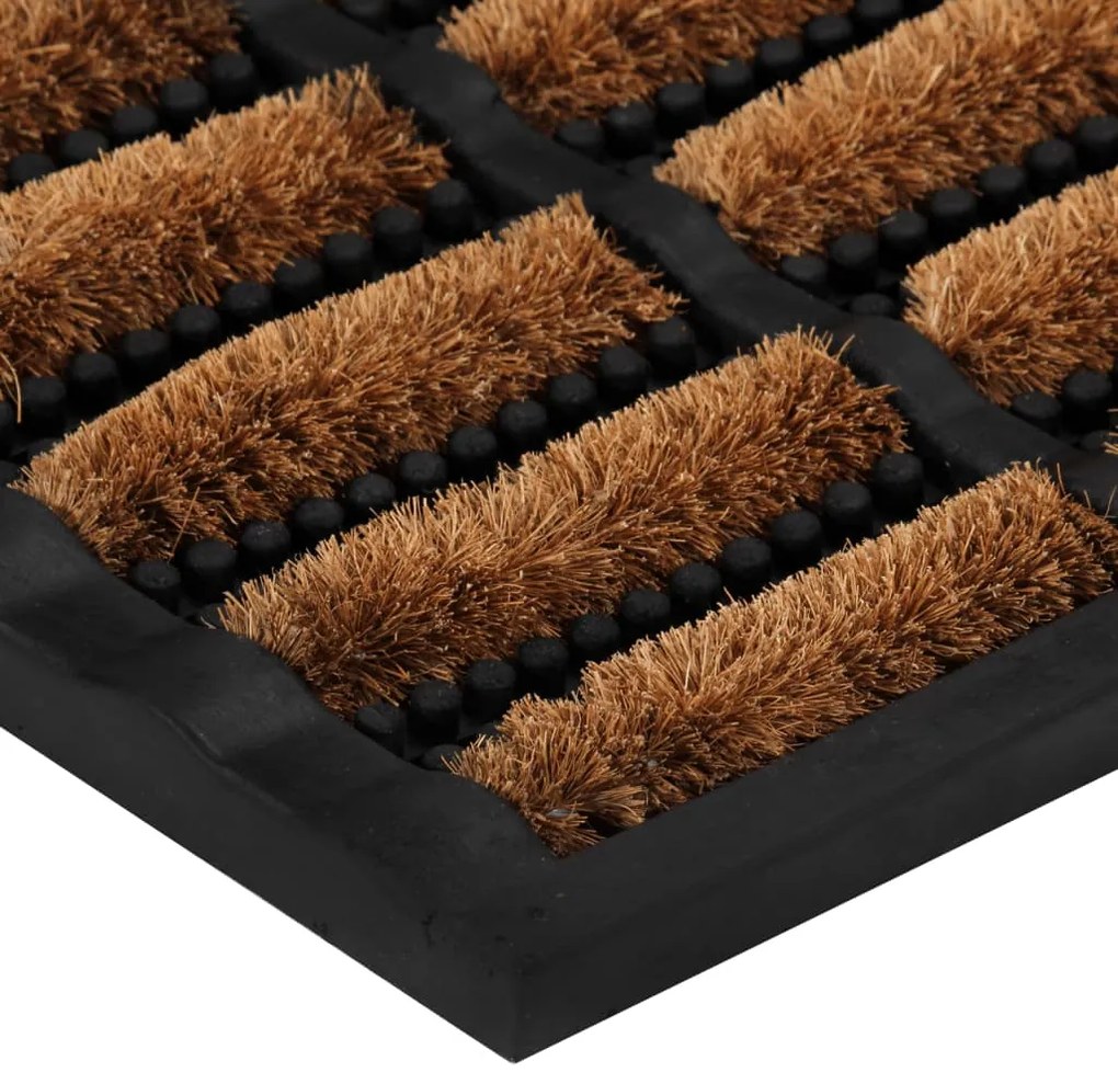 Tapete de porta retangular 45x75 cm borracha e fibra de coco