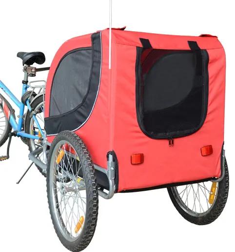 Atrelado para Bicicleta com Refletores e Bandeira para Animal de estimação tipo Cão - Vermelho e preto - 130x90x110 cm