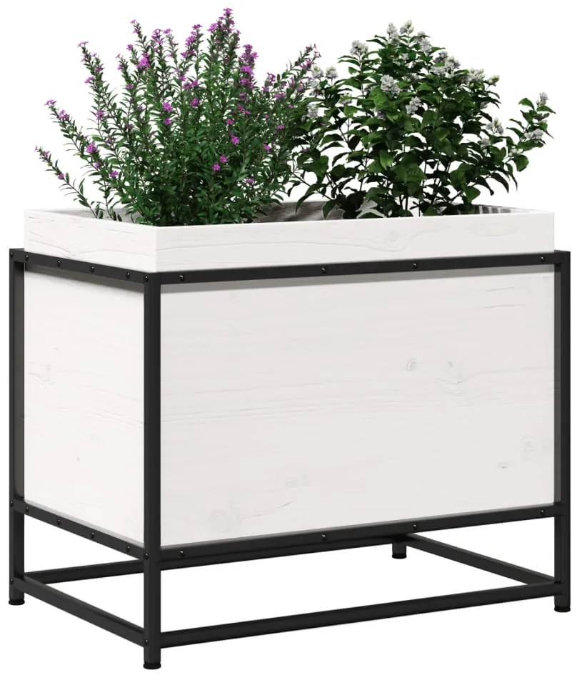 Vaso/floreira de jardim 60x40x50 cm madeira pinho maciça branco