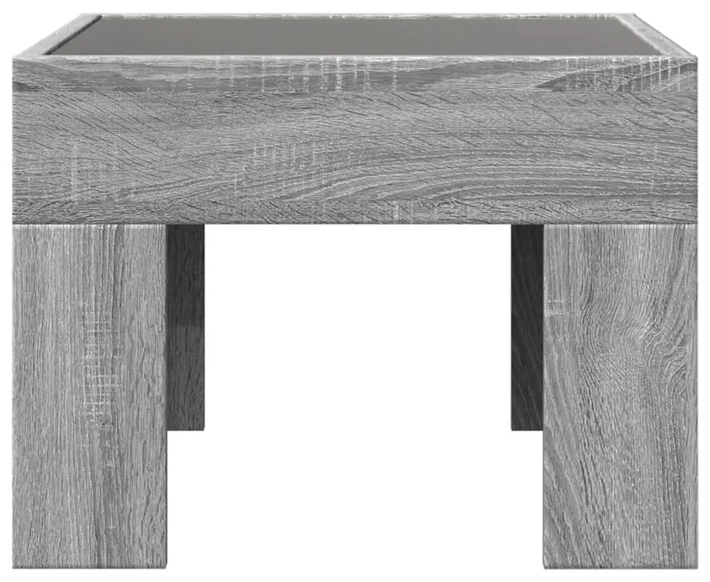 Mesa de centro luzes LED Infinity 40x40x30 cm cinzento sonoma
