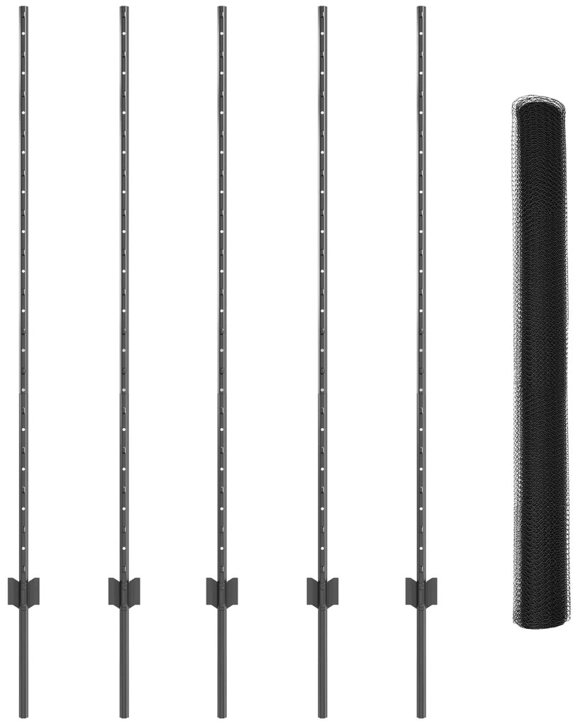Postes de Cerca vidaXL 10 pcs U-Channel Cinza 140 cm Aço