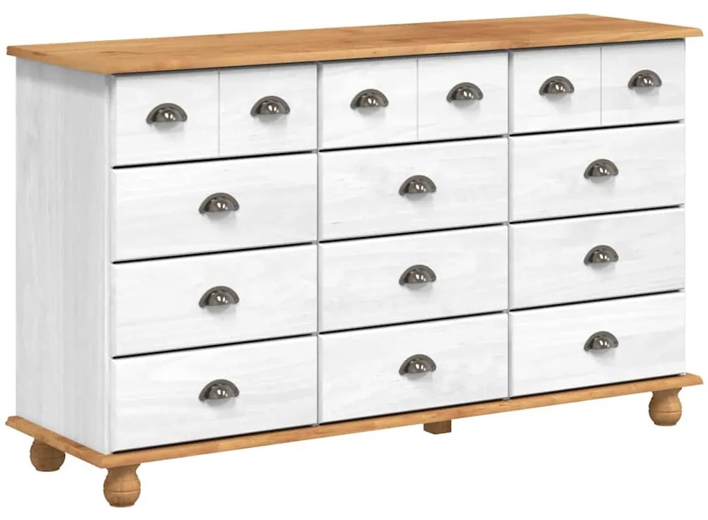 Cômoda "ASKIM" Branca 79x40x133.5 cm Madeira Maciça de Pinho