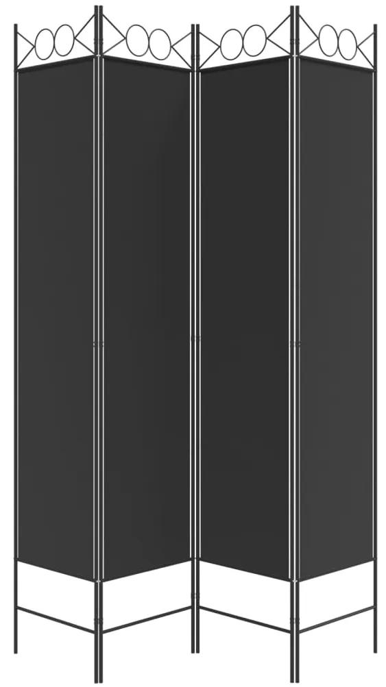 Biombo/divisória com 4 painéis 160x200 cm tecido preto