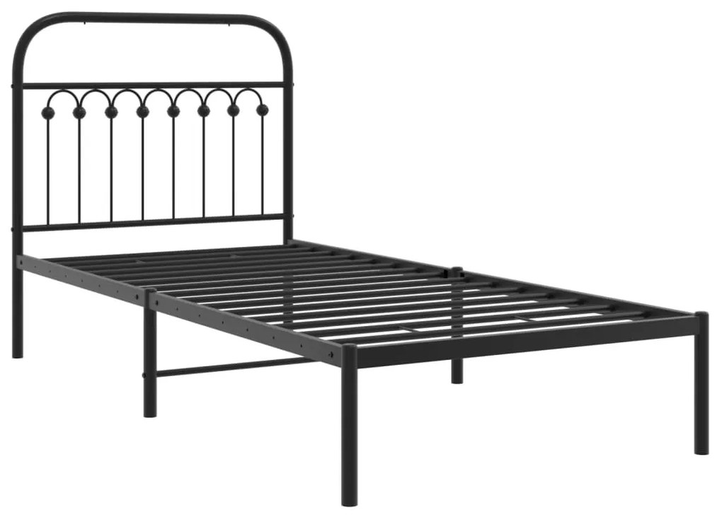 Estrutura de cama com cabeceira 90x200 cm metal preto