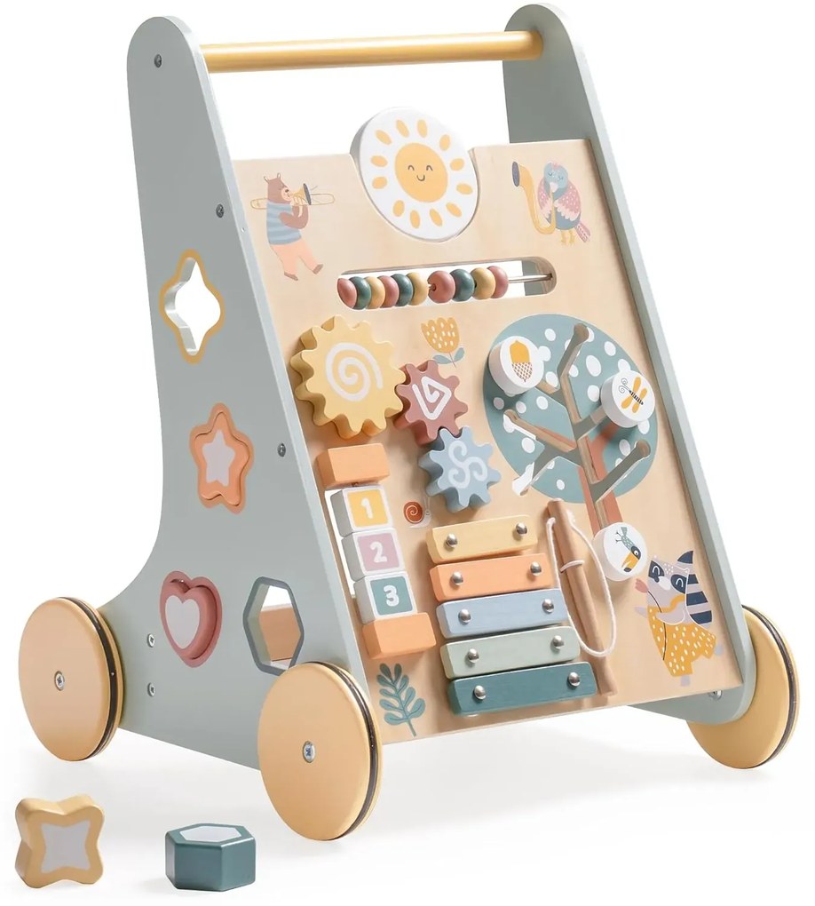 Andador de madeira para bebés com centro Atividades - Forest Vitality