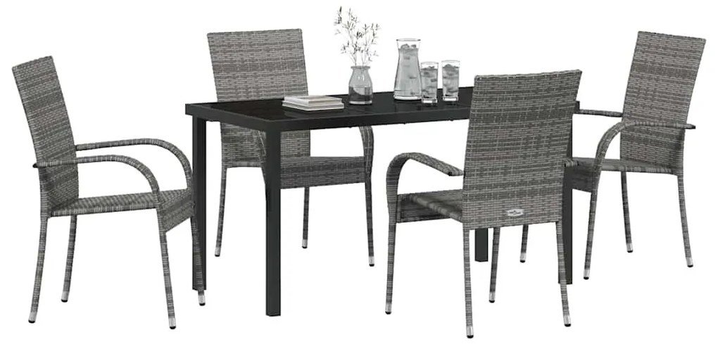 Conjunto de Jantar para Jardim 5 pcs Cinzento 4 Lugares