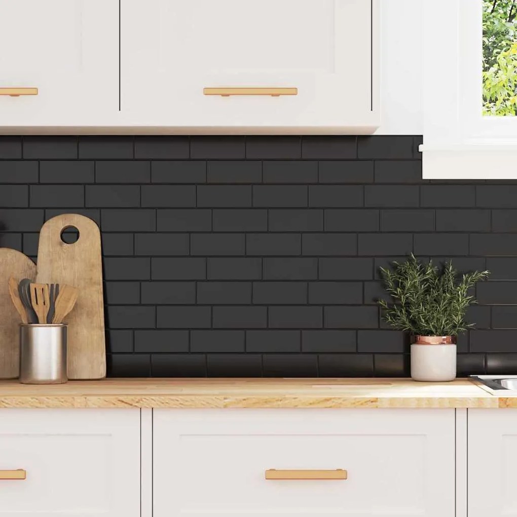 vidaXL Azulejo Subterrâneo 20 pcs Preto 29 x 21 cm Poliuretano e PET