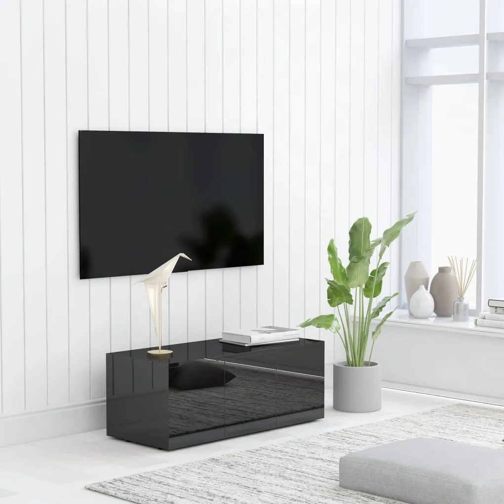 Móvel de TV 80x34x30 cm derivados de madeira preto brilhante