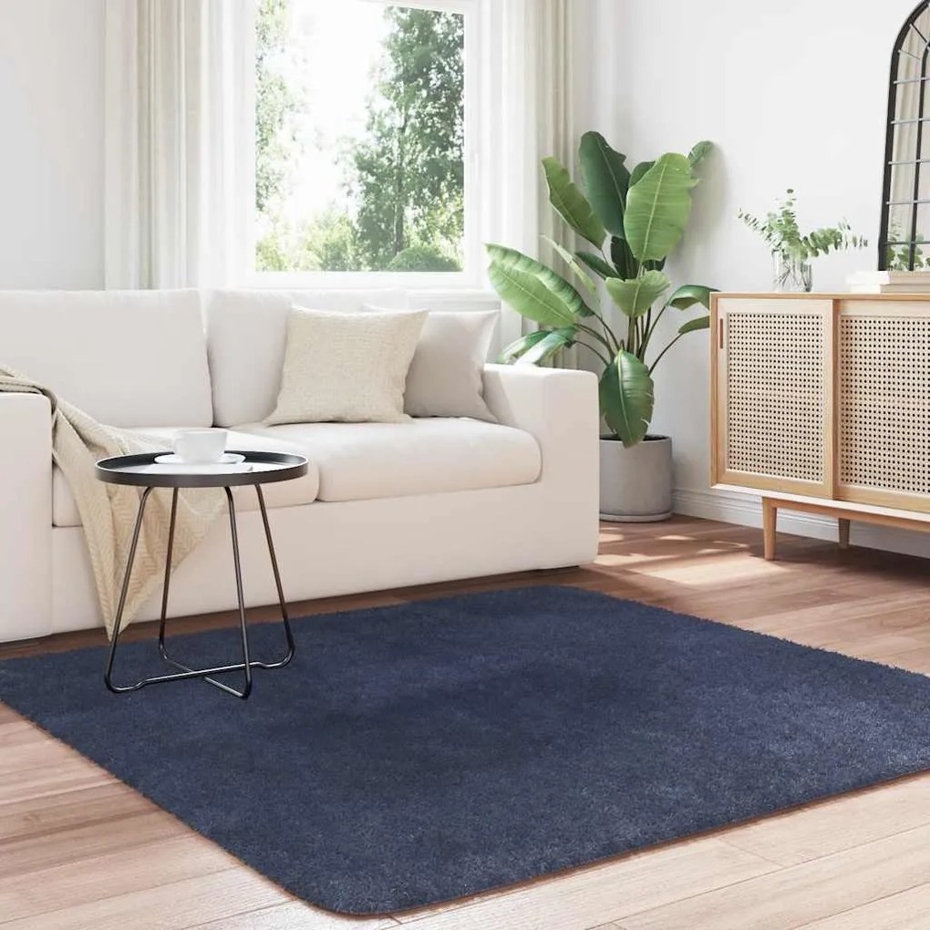 Tapete shaggy de pelo alto NAVARRA 160x160 cm azul-marinho