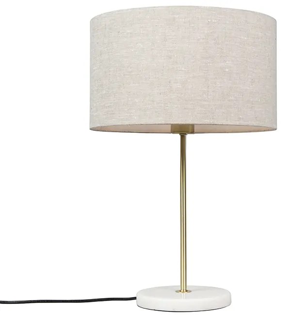 Candeeiro de mesa em latão com cúpula cinzenta 35 cm - Kaso Moderno