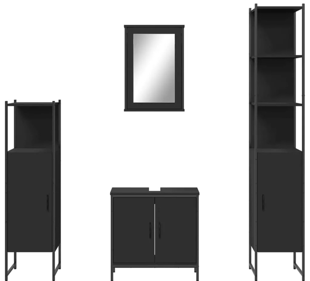 4 pcs conjunto móveis casa de banho derivados de madeira preto