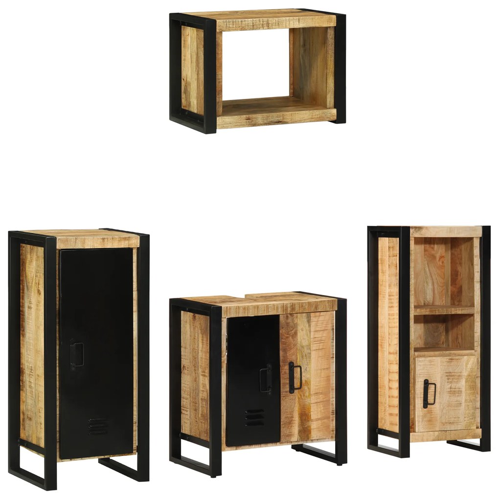 vidaXL Conjunto de Móveis para Banheiro 4 pcs Madeira de manga maciça