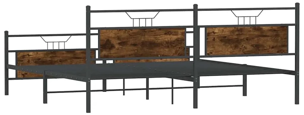 Estrutura de cama sem colchão 200x200cm metal carvalho fumado