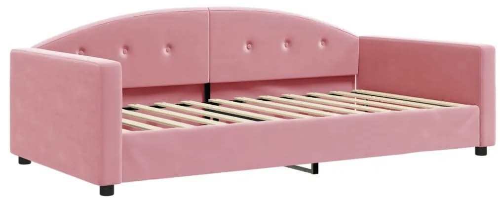 Sofá-cama com gavetão e colchões 100x200 cm veludo rosa